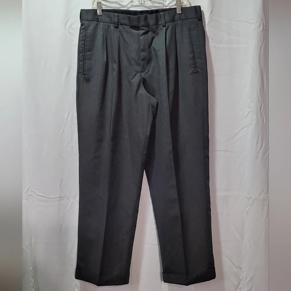 Dockers Premium Men's Gray Pleated Cuffed Dress Pants Size 36X29 - Picture 3 of 12